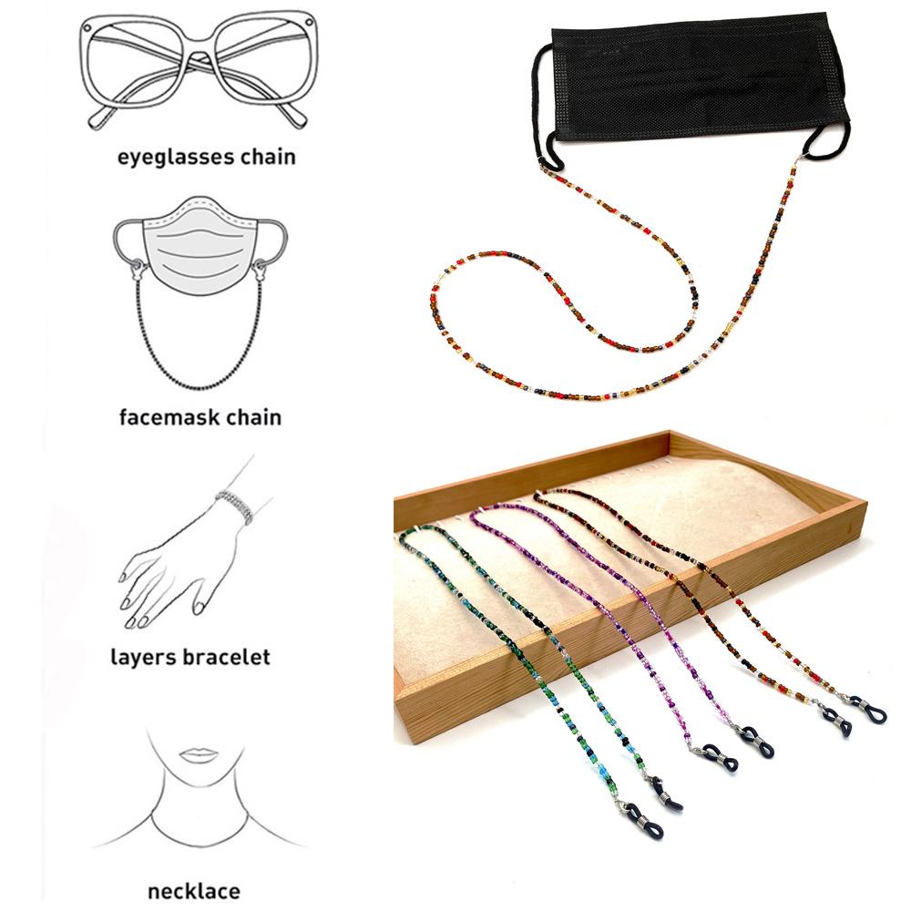 Dây Đeo Mắt Kính Xỏ Hạt Acrylic Nhiều Màu Chống Thất Lạc Cho Nam Nữ