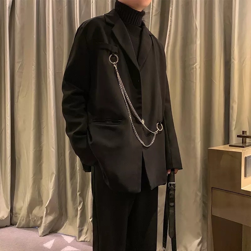 Áo Blazer Đen Khoác Vest Nam Nữ T-A-N Phong Cách Hàn AV018 Tặng Phụ Kiện+ghim băng unisex ulzzang siêu chất màu đen