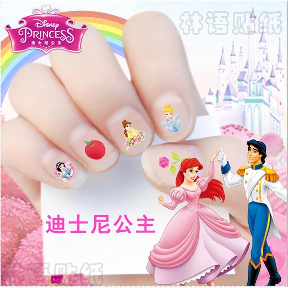 [Hàng mới về] Miếng dán trang trí móng tay in hình công chúa hoạt hình Disney 2 trong 1 DIY cho trẻ em