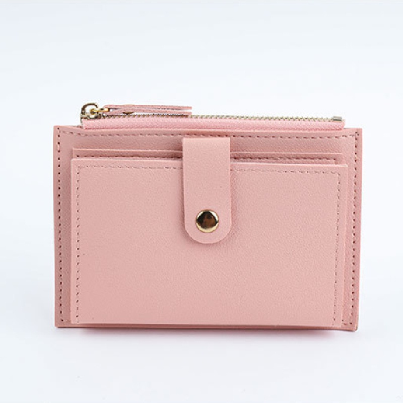 Ví ngắn đựng thẻ có khóa kéo thiết kế đơn giản cho nữ