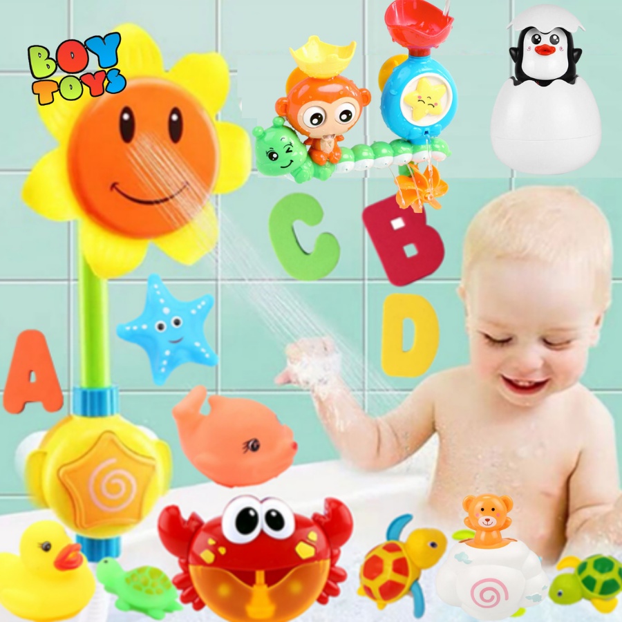 Combo đồ chơi nhà tắm mùa hè thú vị, đa dạng nhiều món phun nước, thổi bong bóng cho bé thỏa sức vui chơi