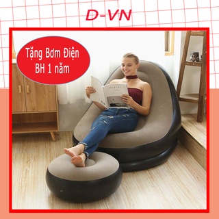 [TẶNG BƠM] Ghế hơi tựa lưng bọc nhung - Ghế hơi tựa lưng intex thư giãn - Bảo Hành 1 Năm - D-VN