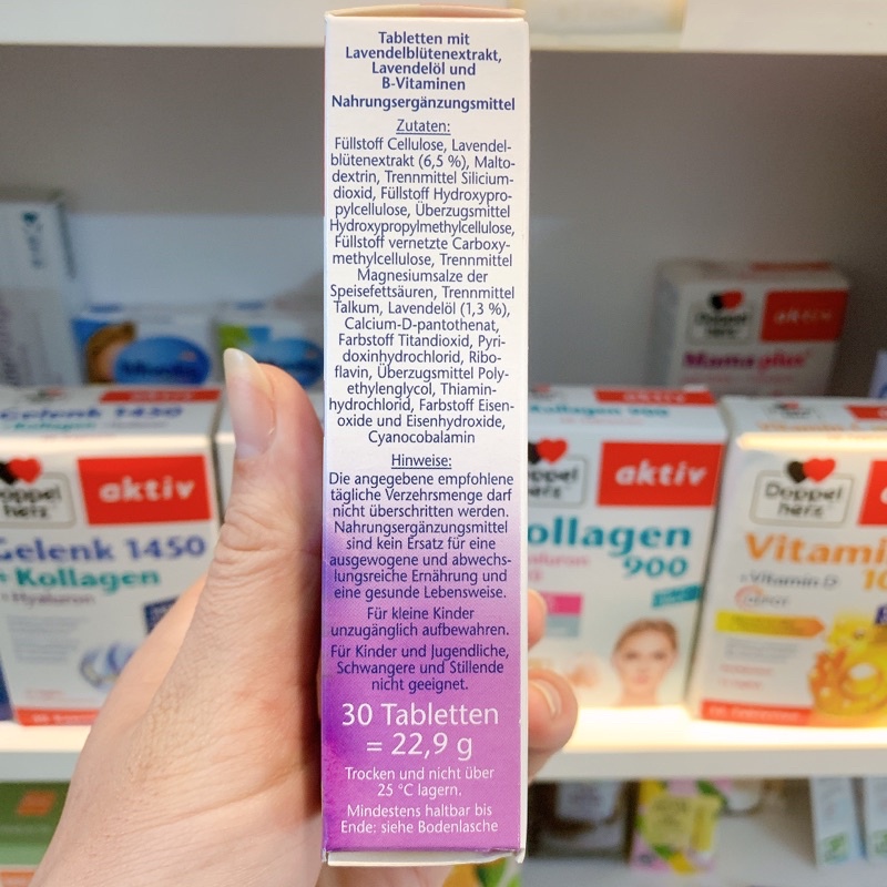 VIÊN UỐNG NGỦ NGON LAVENDEL EXTRAKT +ÖL DOPPELHERZ AKTIV - Hộp 30 viên - Hàng nội địa Đức