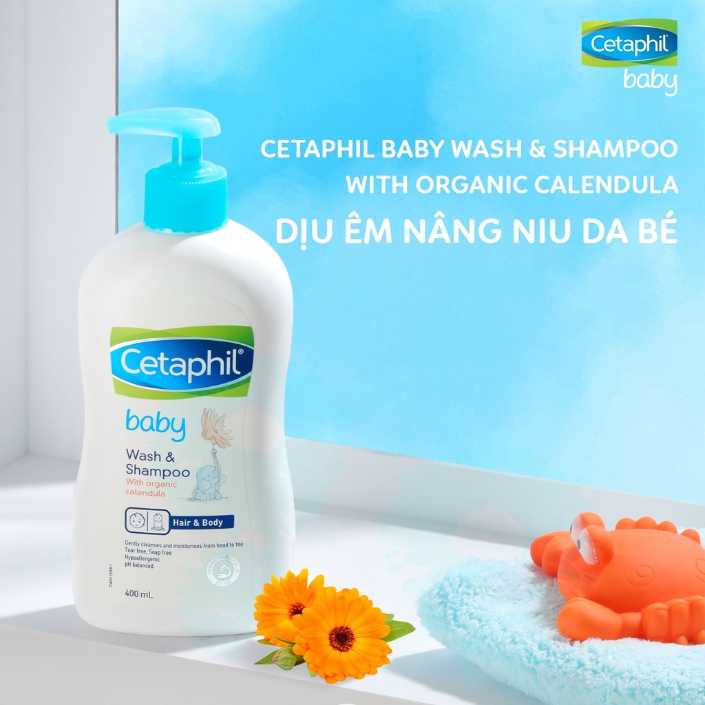 Sữa Tắm Gội Dịu Nhẹ Cho Bé Cetaphil Baby Gentle Wash &amp; Shampoo 400ml Chính Hãng, Sử Dụng Cho Trẻ Từ Sơ Sinh Mozio Store