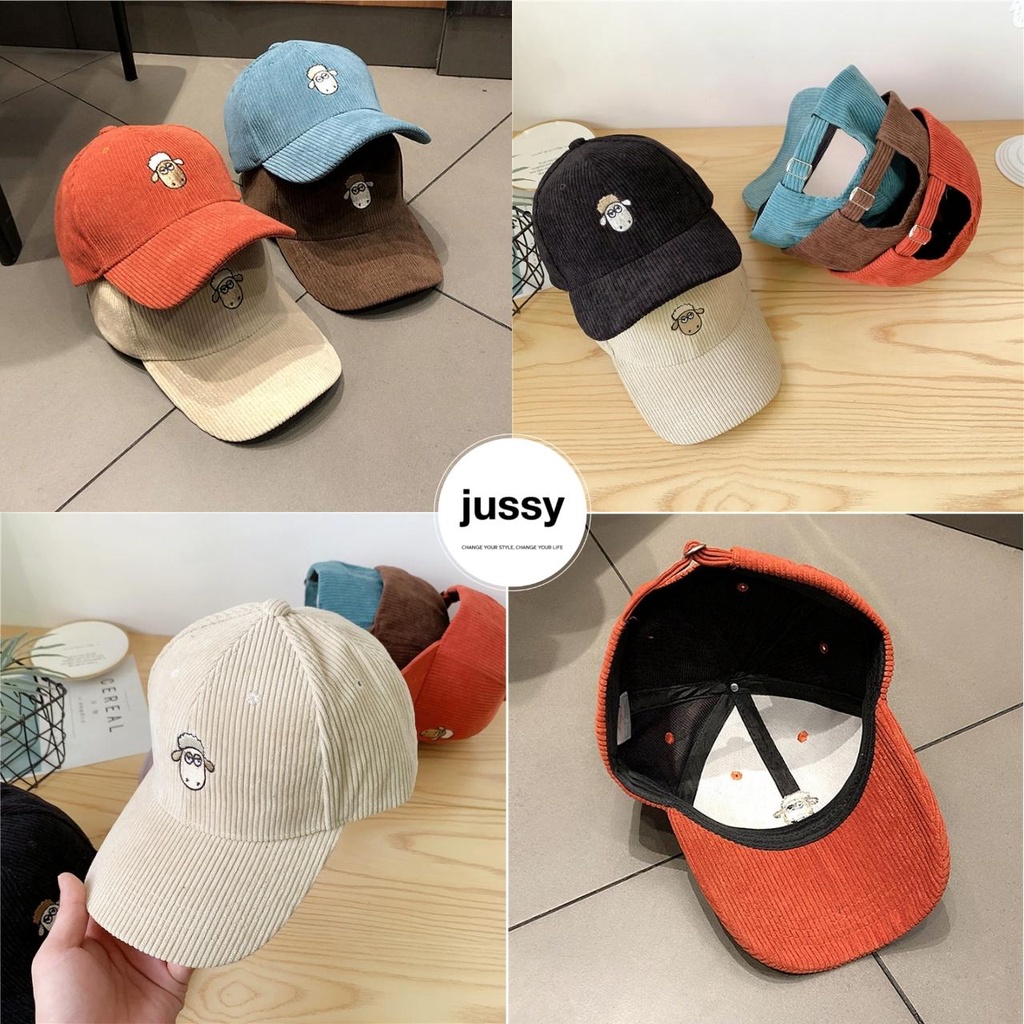 Nón Lưỡi Trai Nam Nữ Thêu Cừu Con Đáng Yêu Jussy Official Chất Vải Nhung Gân Form Chuẩn Đẹp Nhiều Màu