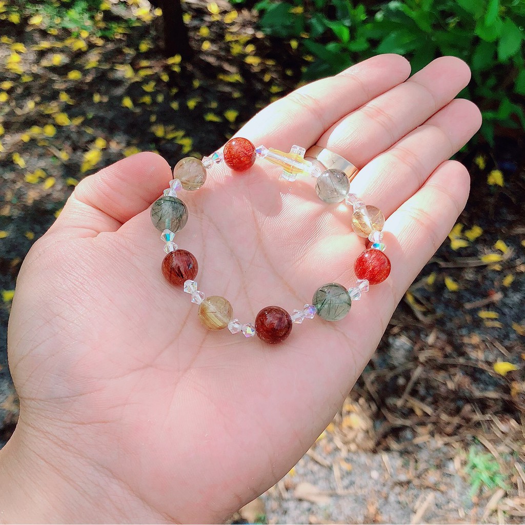 Chuỗi Mân Côi Tóc Tam Tài Mix Pha Lê Swarovski