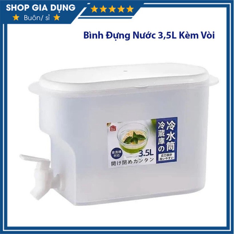 Bình Nước 3.5L Có Vòi Để Tủ Lạnh Cao Cấp,Tiện Lợi Đa Năng Ngăn Nắp