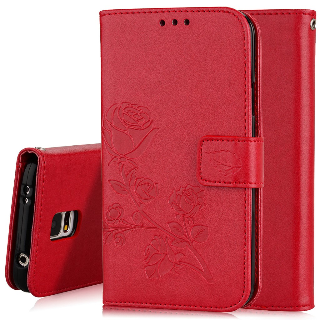 For Samsung S5 S4 phone case 3D Embossed Flower Leather cover