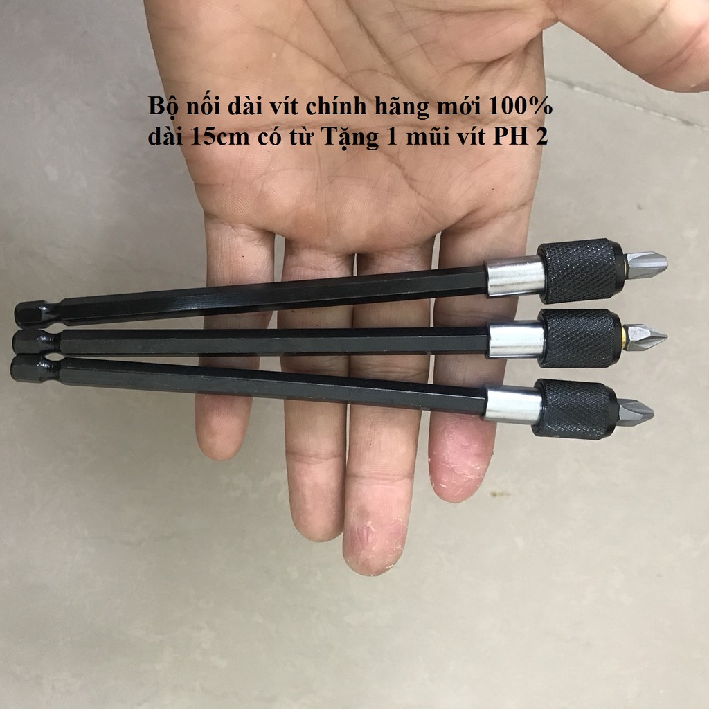 Đầu nối dài mũi vít có khóa cho máy khoan chuôi lục giác dài 15mm Tặng 1 mũi vít PH2
