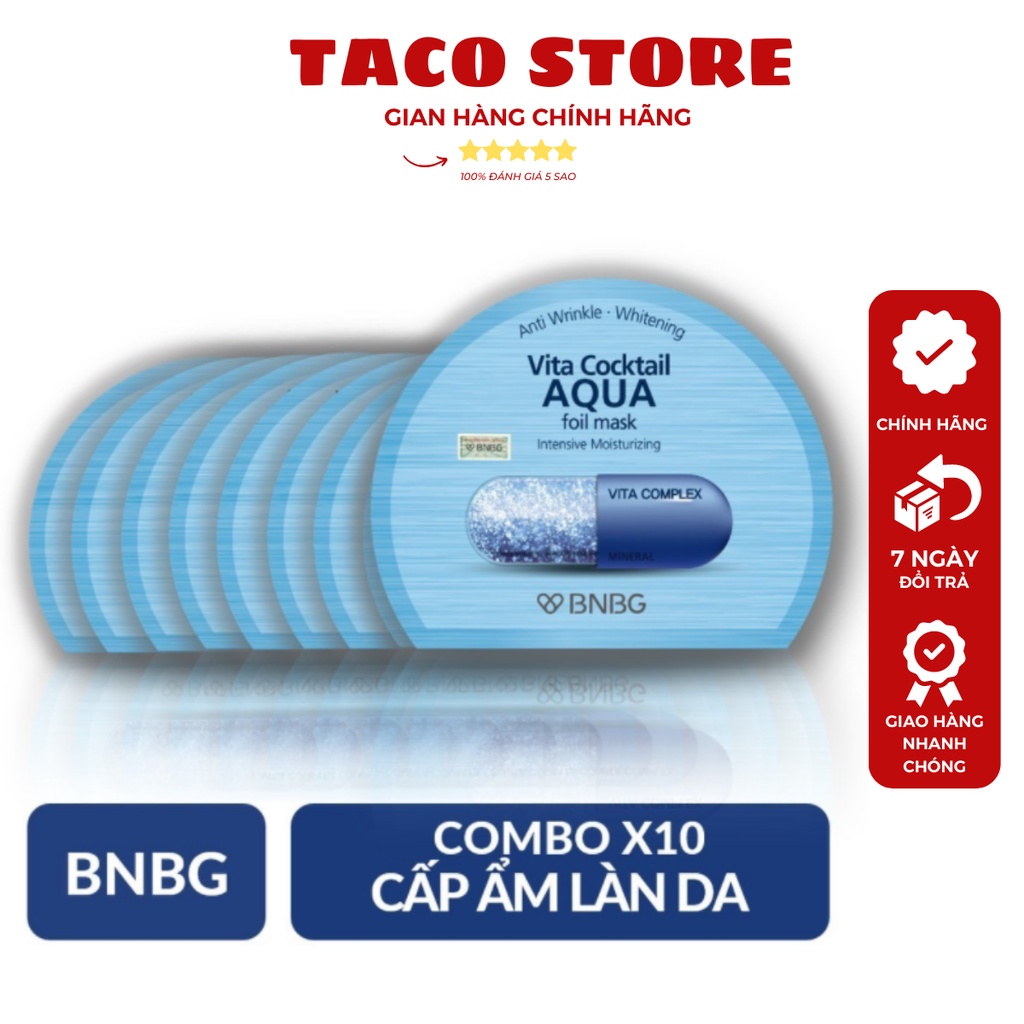 Mặt nạ BNBG Vita Cocktail - AQUA Foil Mask 30ml - Cấp ẩm sâu, làm mềm da