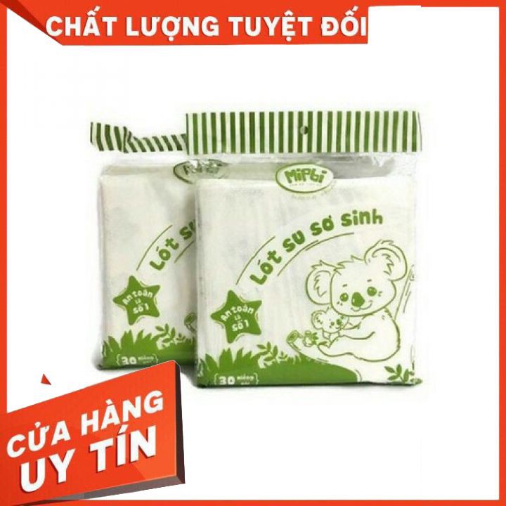 Miếng lót sơ sinh ⚡CHÍNH HÃNG⚡ 3 lớp cao cấp siêu chống tấm, Miếng lót phân xu mipbi gói 30 chiếc