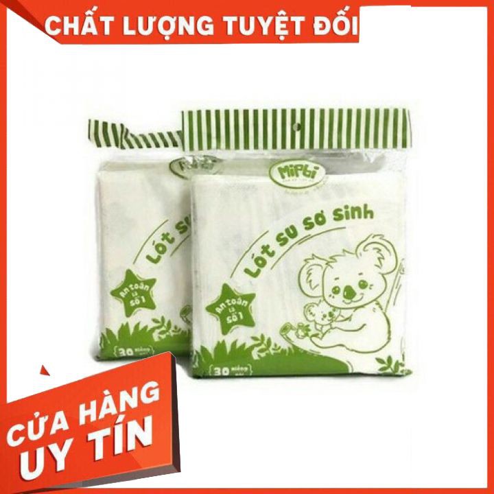 Miếng lót sơ sinh ⚡CHÍNH HÃNG⚡ 3 lớp cao cấp siêu chống tấm, Miếng lót phân xu mipbi gói 30 chiếc