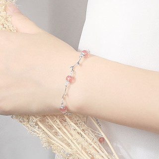 Lắc tay vòng nguyệt quế hạt hồng dễ thương
