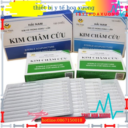 Kim Châm Cứu Hải Nam Các Số Tiệt Trùng Đóng Vỉ Hộp 100 Kim - Kim Châm Cứu Hải Nam