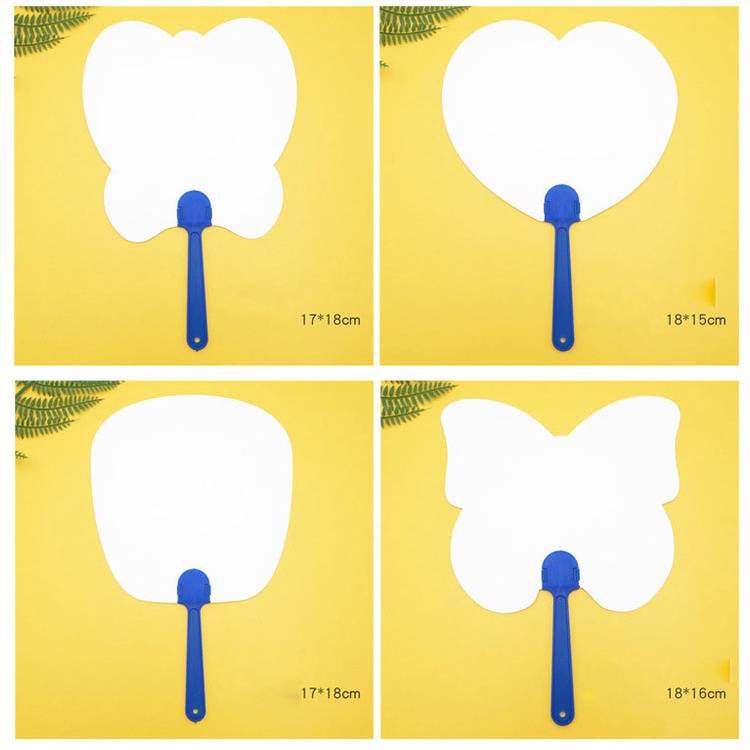 Quạt giấy trơn nhiều hình ngộ nghĩnh bé tự do sáng tạo vẽ, tô màu