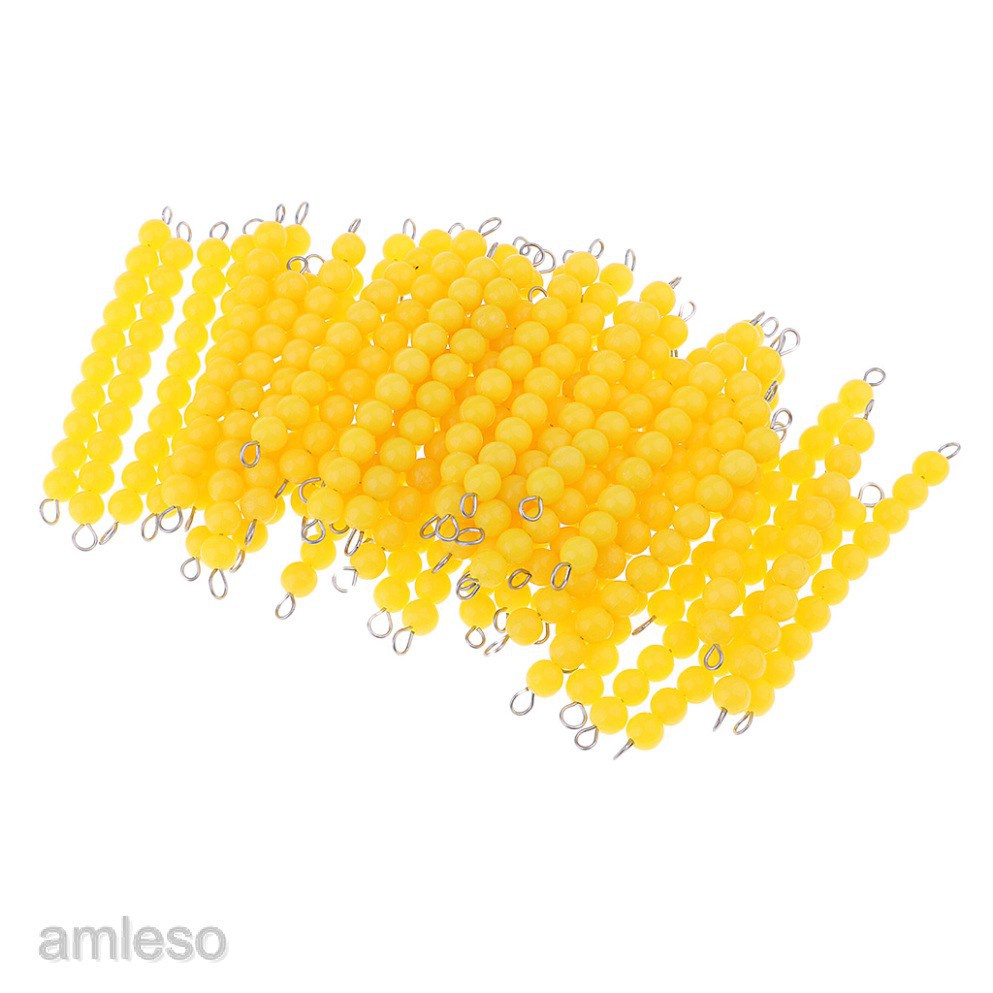 Bộ 50 chuỗi 10 hạt cườm - Hộp chuỗi hạt cườm học toán Montessori