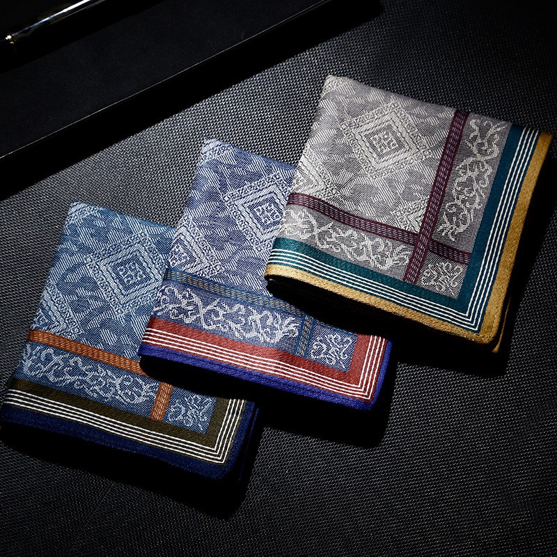 Set 3 Khăn Tay Bỏ Túi Mềm Mại Thấm Hút Mồ Hôi Cho Nam