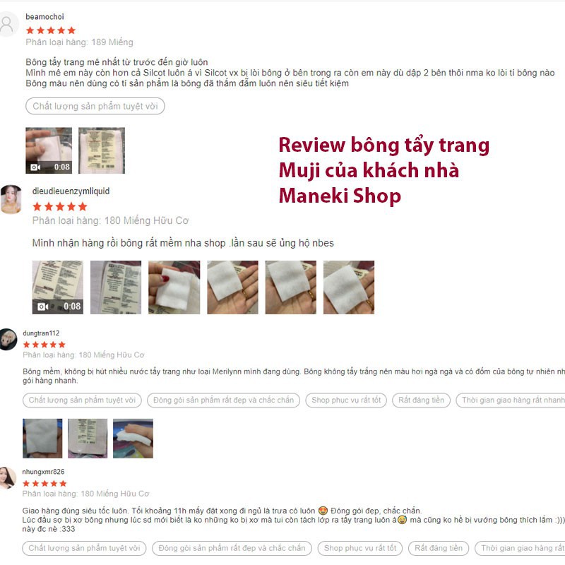 Bông Tẩy Trang Muji Hàng Nhật Nội Địa | Bông Tẩy Trang Organic Muji Nhật Bản