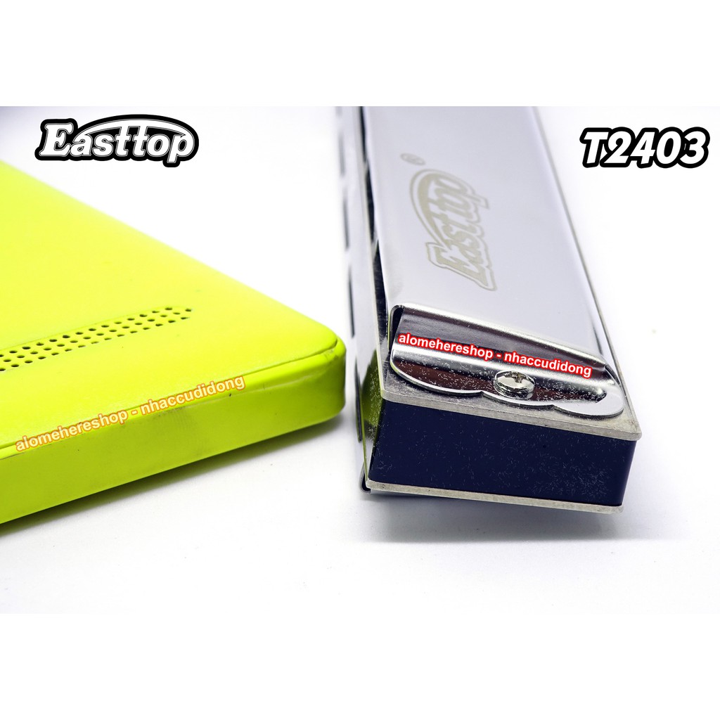 Kèn harmonica Tremolo 24 lỗ Easttop T2403 Key C Màu Bạc Phiên Bản Trước 2021