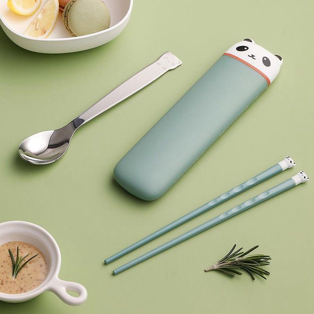 YIYU Bộ Muỗng Đũa Bằng Silicone Chống Trượt