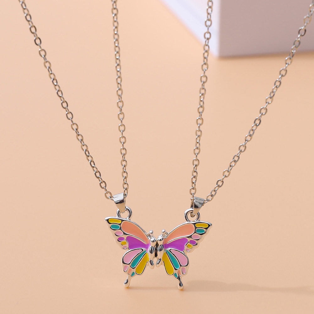 1 Cặp Vòng cổ Nam Châm Hình Bươm Bướm Phong Cách retro Thời Trang