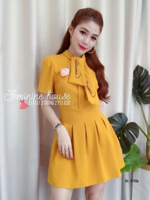 #Đầm nơ cổ