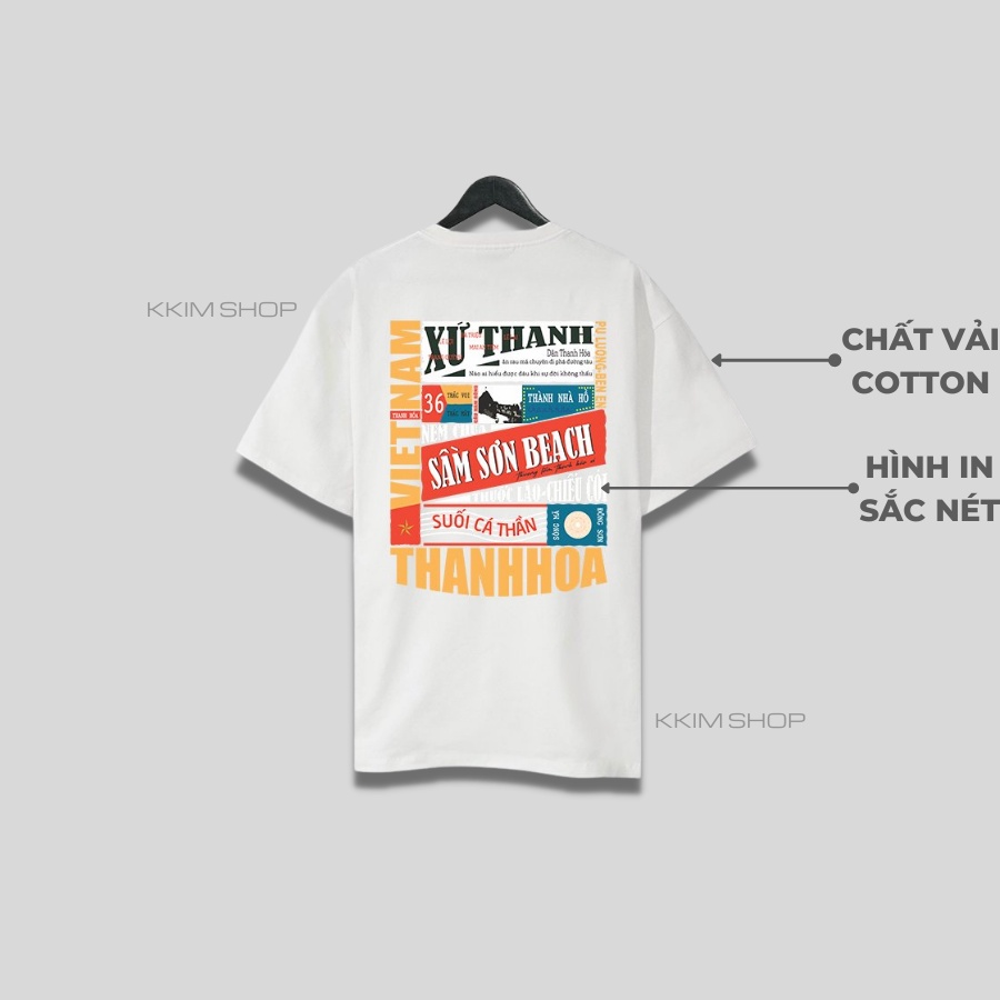 Áo thun tay lỡ THANH HÓA, Áo phông 63 tỉnh thành Form rộng oversize, chất liệu Cotton KKIMSHOP