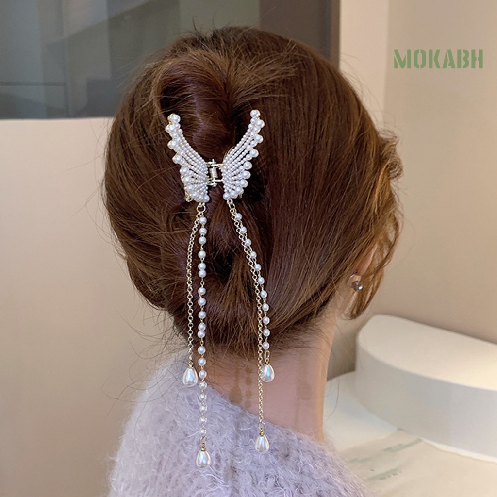 Kẹp Tóc Hình Bướm Đính Ngọc Trai Giả Thanh Lịch