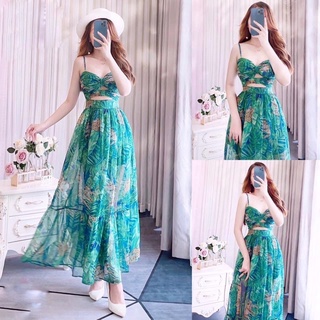  Váy Maxi 2 Dây Đầm Maxi Đi Biển V305 Họa Tiêt Hoa Chất Voan Hack Dáng Khoe Chân Dài Miên Man 