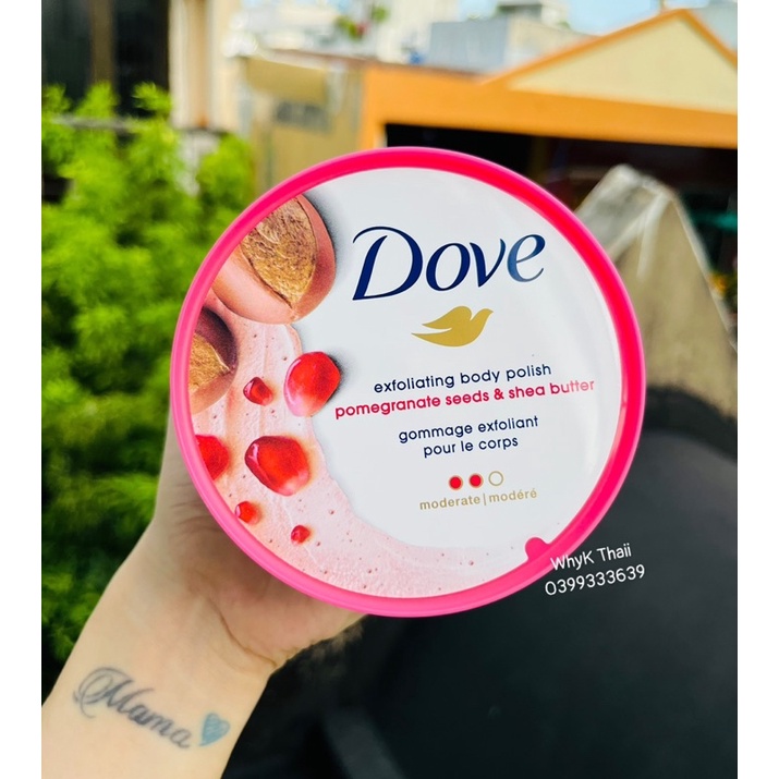 Tẩy Tế Bào Chết Body Dove Hương Lựu Bơ Hạt Mỡ Dưỡng Trắng Cấp Ẩm 298g