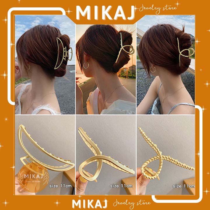 Kẹp tóc càng cua kim loại hàn quốc nữ to hot trend cỡ lớn vuông nửa đầu đẹp giá rẻ MIKAJ STORE