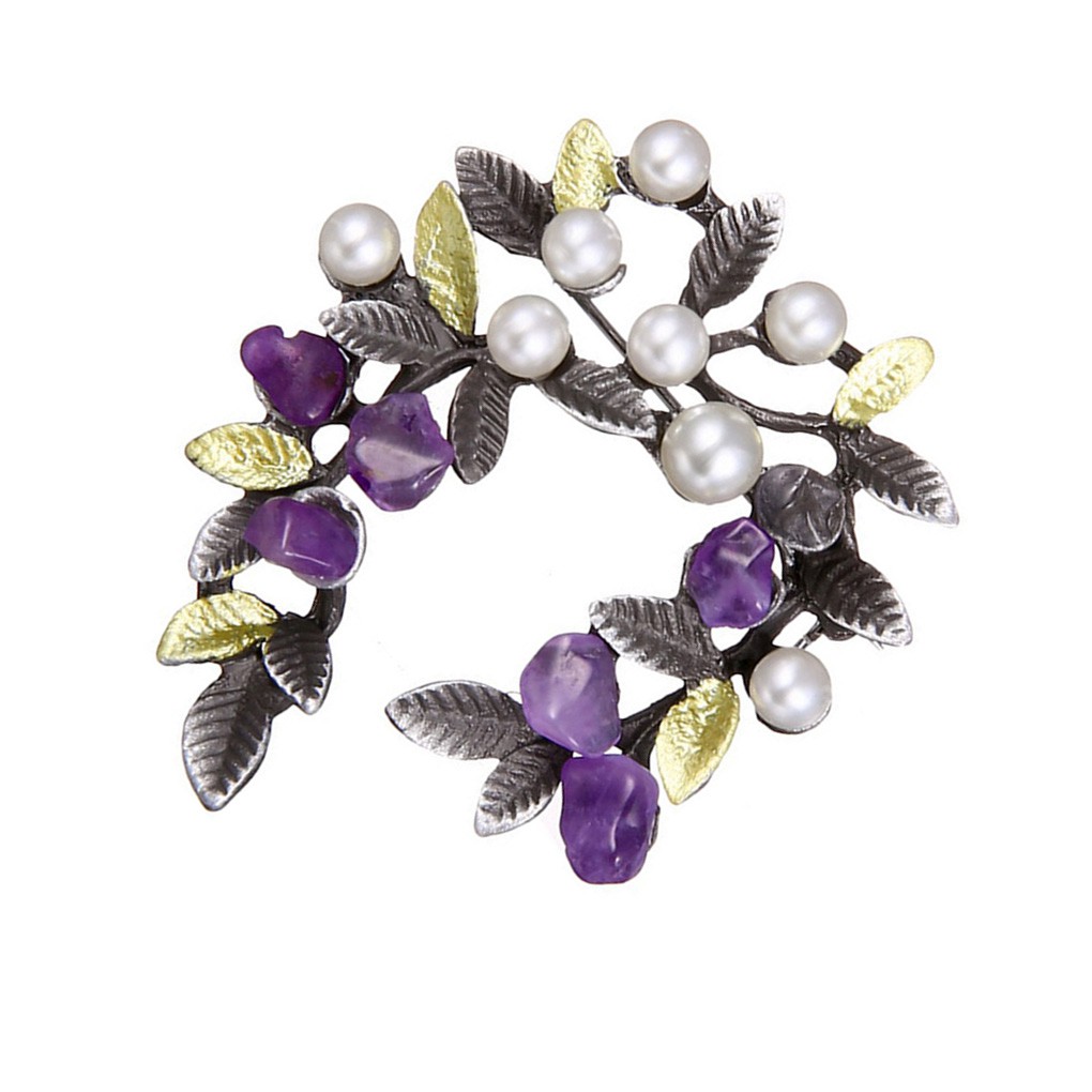 Ghim Cài Áo Hình Chiếc Lá Đính Ngọc Trai Nhân Tạo Thời Trang