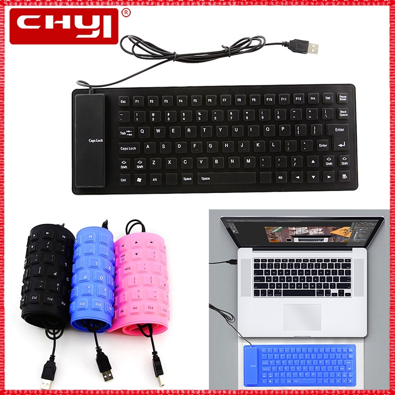 Bàn Phím Silicone Dẻo Chống Thấm Nước Có Dây Usb Gấp Gọn Linh Hoạt Cho Pc Laptop Notebook