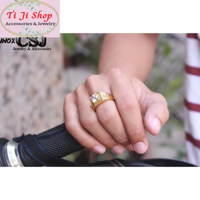 NHẪN INOX NAM MẠ VÀNG CHỮ PHƯỚC ĐÍNH XOÀN ĐẸP , may mắn