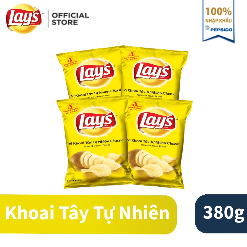 [Mã GRO1APR giảm 20K đơn 150K] Combo 4 Snack Khoai Tây Lay's vị Khoai Tây Tự Nhiên 95g/gói