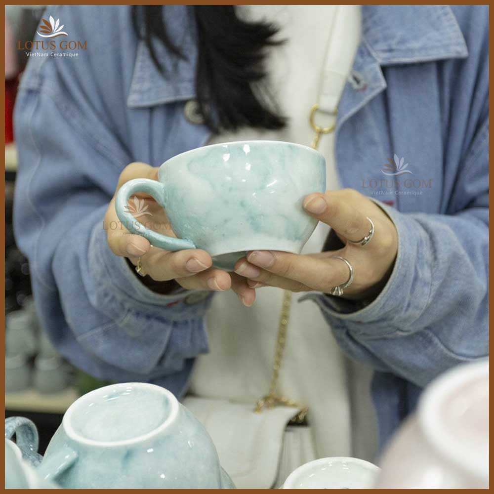 Ly Cà Phê Lùn Gốm Sứ Capuchino Cao Cấp