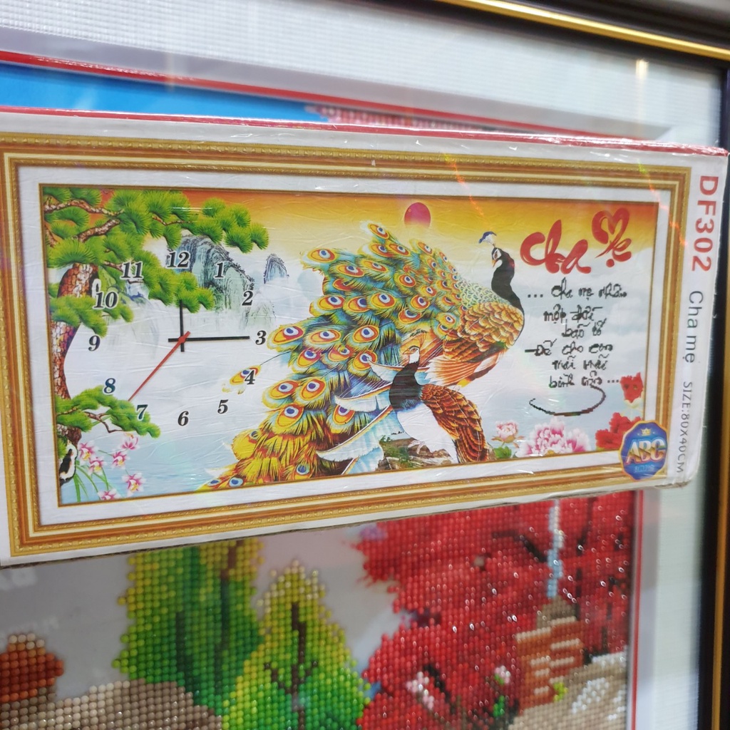 Tranh Đính Đá CHA MẸ (ĐÁ AB CAO CẤP). Kích Thước: 80cm x 40cm