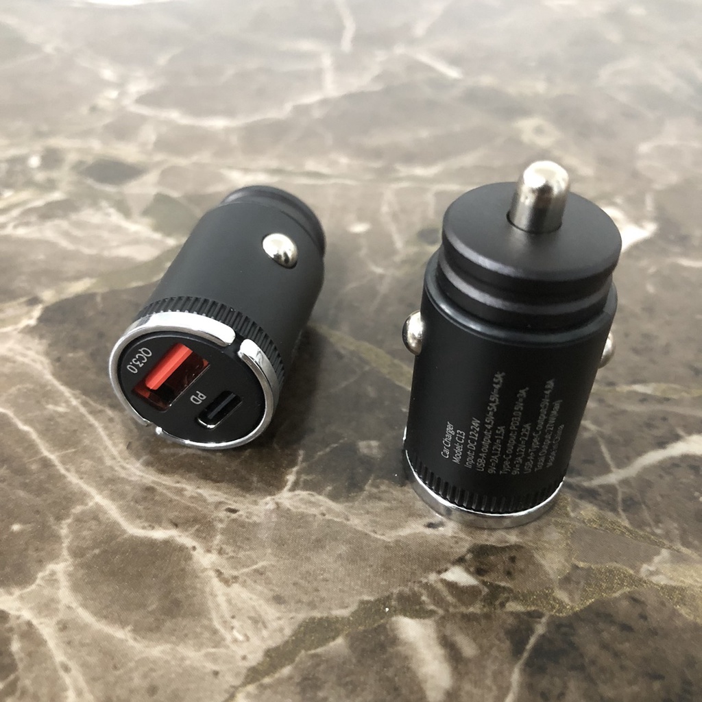 Tẩu sạc nhanh ô tô Hyundai C13, tích hợp 2 cổng PD+QC3.0 - bảo hành 6 tháng
