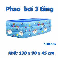 Bể phao bơi cho bé loại to cao cấp hình chữ nhật có đáy chống trượt kèm phụ kiện