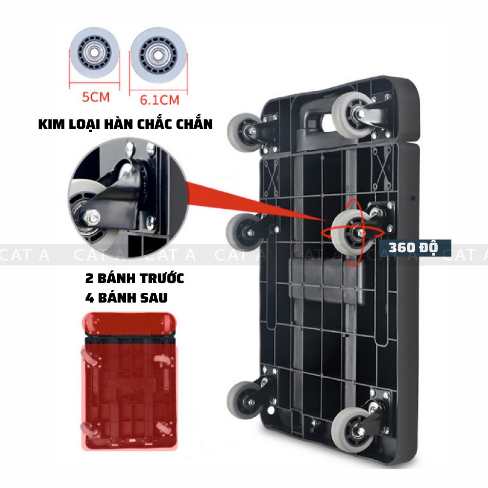 Xe Kéo 6 Bánh Gấp Gọn Siêu Tải Trọng 200kg NEW - Hàng Nhập Khẩu