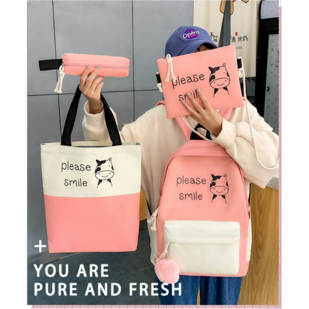 cặp học sinh cấp 2, set balo 4 món, ặp học sinh 4 món, cặp đi học cho nữ, cặp mẫu mới giá rẻ, cặp họ