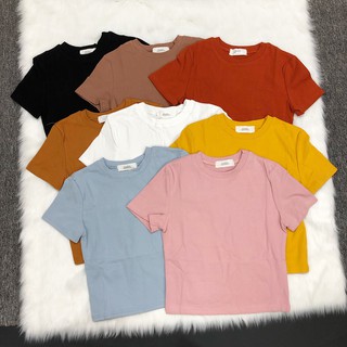 Áo thun croptop trơn - Thun cotton co giãn và thoáng mát