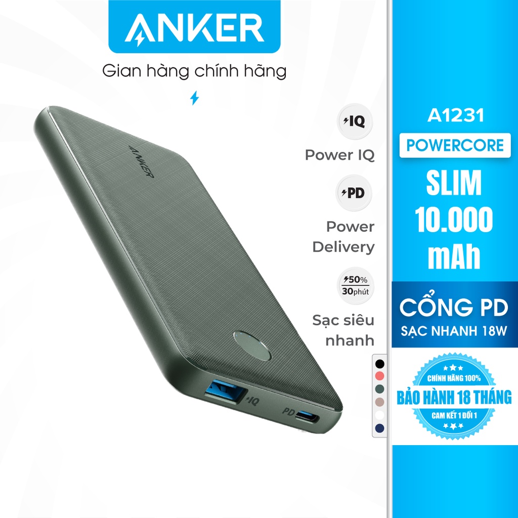 Pin sạc dự phòng ANKER PowerCore Slim 10000mAh PD - A1231