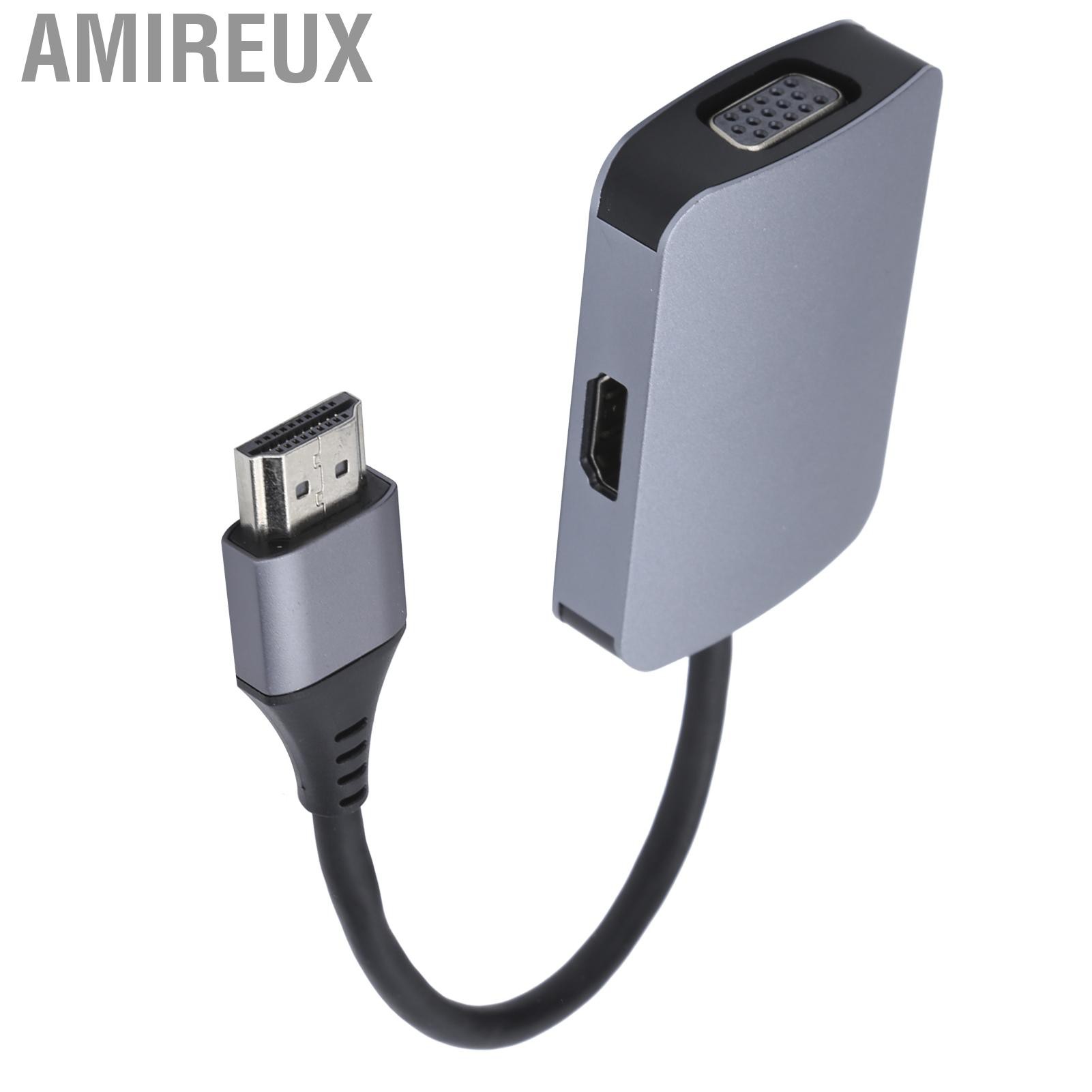 Amireux Portable 4 In 1 HDMI Converter to HDMI+VGA+Micro USB+3.5mm Audio Adapter Docking Station