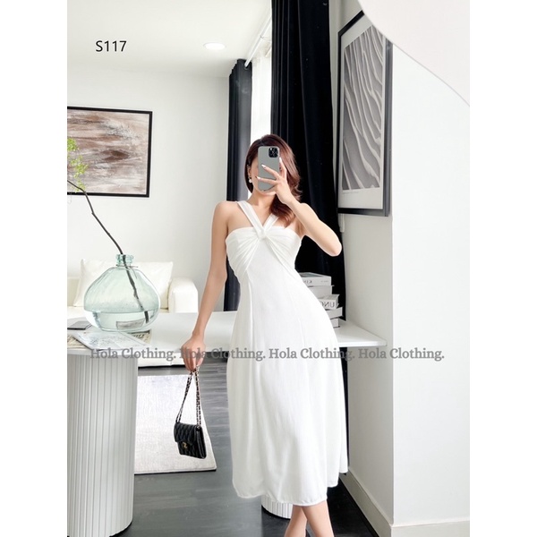 S117-Đầm 2 dây chéo ngực đi tiệc công sở