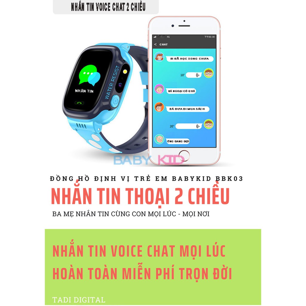 [1 ĐÔI 1] ĐỒNG HỒ THÔNG MINH ĐỊNH VỊ TRẺ EM TADI KID S03, (CHIP WIFI/LBS) CHỐNG NƯỚC IP67.CÓ CAMERA. HỖ TRỢ TIẾNG VIỆT