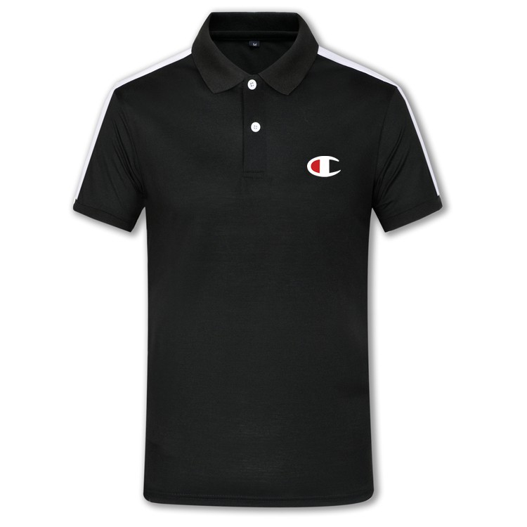 Áo Thun Polo Tay Ngắn Màu Trơn Thoáng Khí In Chữ Champion Thời Trang Mùa Hè Cho Nam Size S-3xl