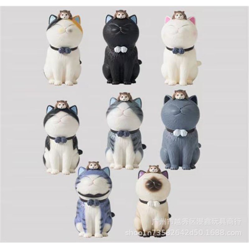 Mô hình mèo 2 chuông kèm chuột cưỡi