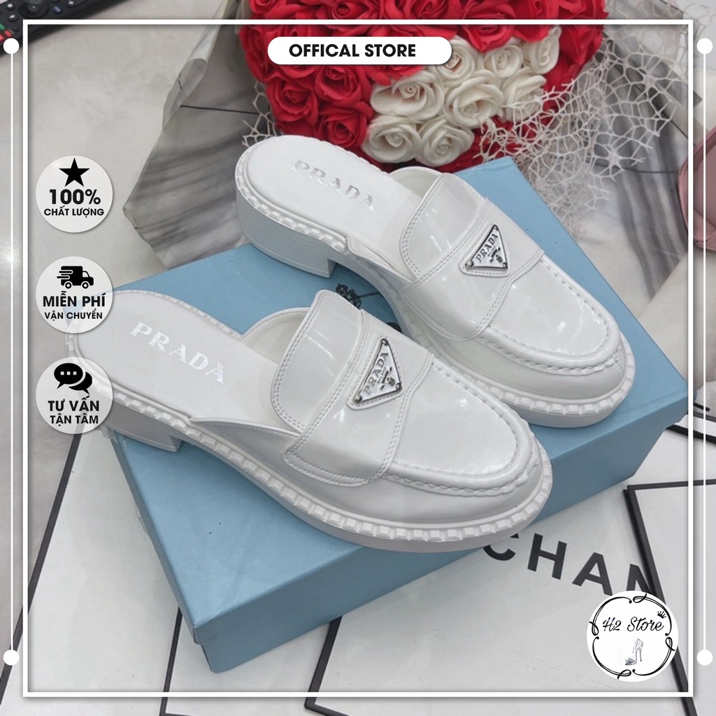 👠👟 Sục prada da bóng gót vuông fullbox ⚡