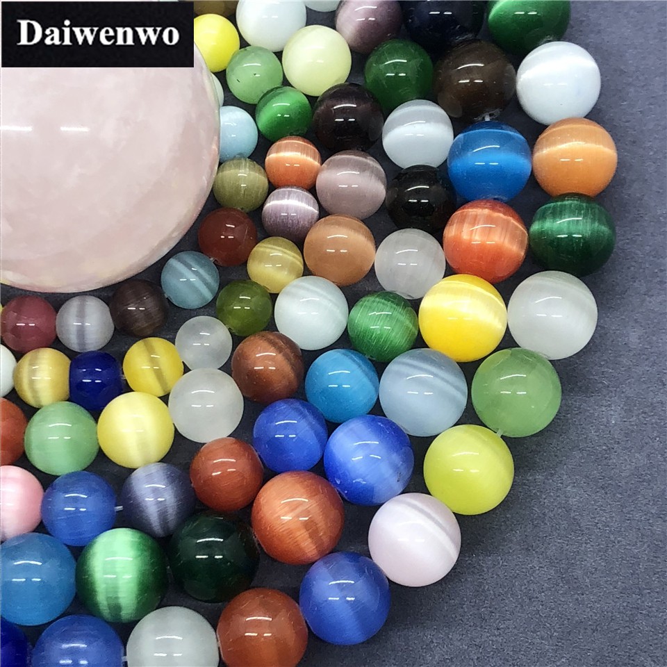 Chuỗi Hạt Đá Mắt Mèo 4-12mm Tự Nhiên Nhiều Màu Sắc